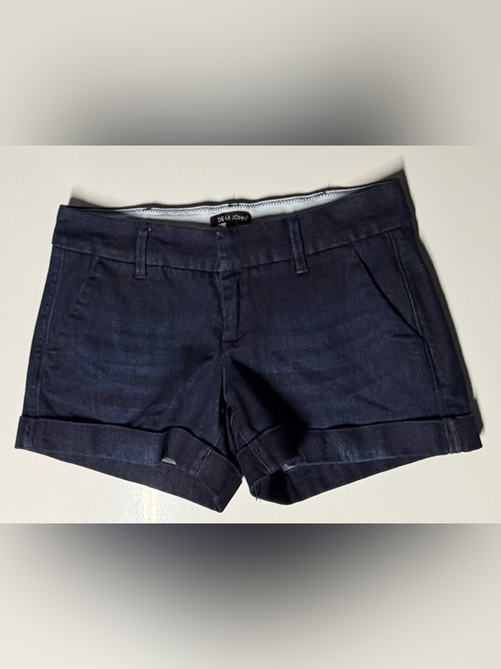 Dear John Holly Cuffed Denim Shorts Dark Wash Stretch Women's Size 28